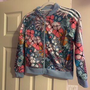 Adidas Kids Floral Jacket - Blue and Pink